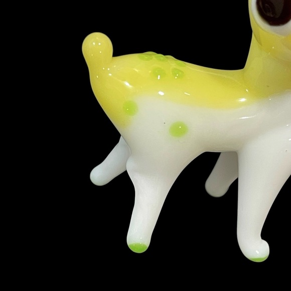 Vintage 1990s Art Glass Miniature Yellow Fawn Mini Sculpture - Unique Whimsical - Picture 10 of 12